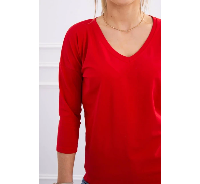 Blúzka s výstrihom do V červená