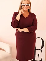 Dámske Plus veľkosť šaty Butter V-neck bez rukávov bordová