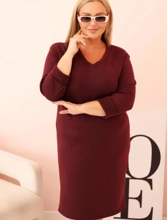 Dámske Plus veľkosť šaty Butter V-neck bez rukávov bordová