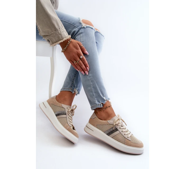 Dámské kožené tenisky D&A model 21659731 béžové - S.Barski