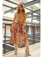 Šifonová sukňa s karamelovými kvetmi