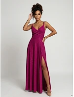 CHIARA večerní maxi šaty bez ramínek fuchsiová model 22210927 - numoco CHIARA večerní maxi šaty bez ramínek fuchsiová model 22210927 - numoco