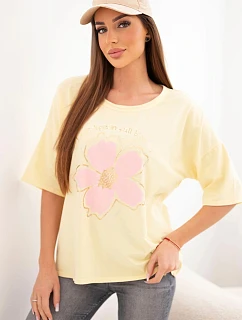 Dámska bavlnená blúzka oversize s kvetinovou potlačou žltá