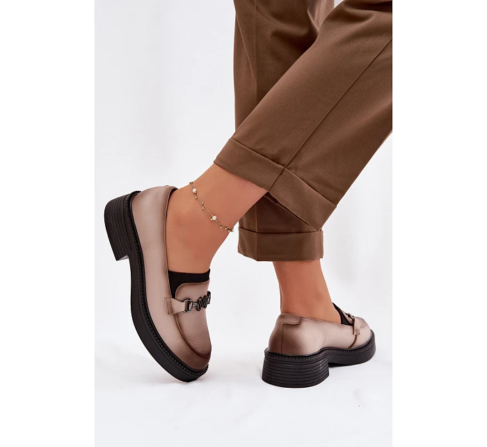 Kožené dámské mokasyny s ozdobným detailem Vinceza Béžové