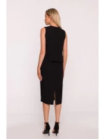 Šaty s vsadkou černé model 21470647 - STYLOVE