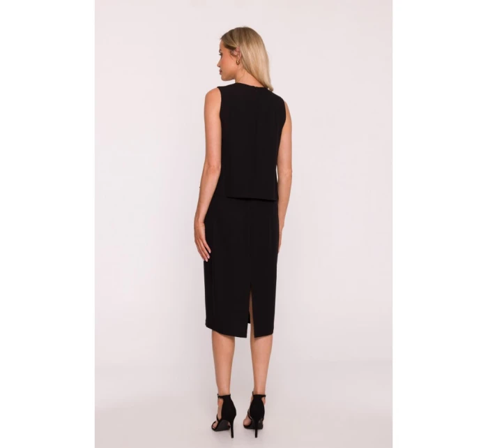 Šaty s vsadkou černé model 21470647 - STYLOVE