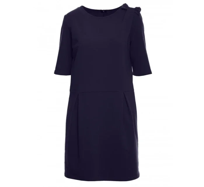 M422 Šaty so spadnutým pásom a mašľou - tmavo modré