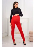 Dámske bavlnené tehotenské nohavice 19975 Červená - Kesi