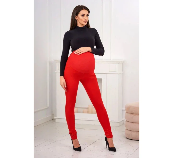 Dámske bavlnené tehotenské nohavice 19975 Červená - Kesi