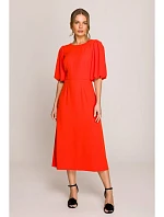 S399 Šaty s puzdrovými rukávmi - koralové