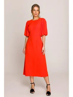 S399 Šaty s puzdrovými rukávmi - koralové