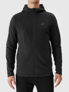Pánske fleecové tričko regular s kapucňou 4F - čierne