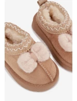 Detské snehové topánky s výšivkou a mašľou Daven - béžové Detské snehové topánky s výšivkou a mašľou Daven - béžové