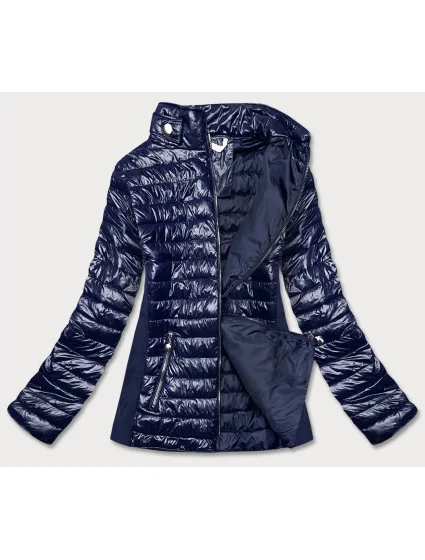 Tmavomodrá dámska lesklá bunda (7210-99) Tmavomodrá dámska lesklá bunda (7210-99)