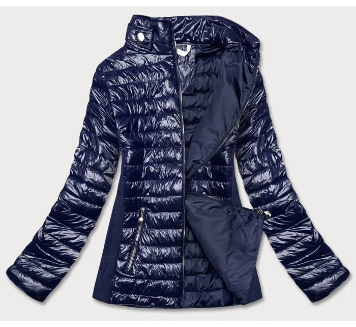 Tmavomodrá dámska lesklá bunda (7210-99) Tmavomodrá dámska lesklá bunda (7210-99)