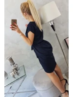 Šaty s obálkovým spodným dielom v tmavo modrej farbe