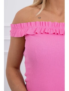 Trblietavá blúzka s volánikmi svetlo ružová