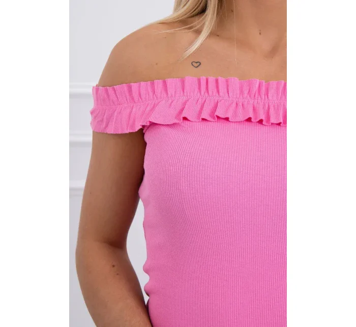 Trblietavá blúzka s volánikmi svetlo ružová