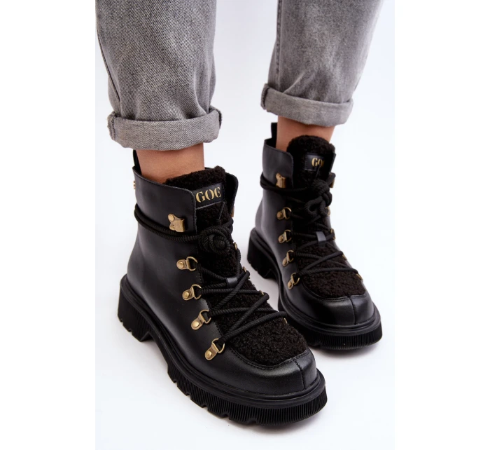 Skórzane Botki Trapery Damskie GOE MM2N4082 Czarne