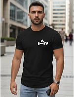 Pánske tričko s minimalistickou potlačou čierne FashionStreet NX5086R