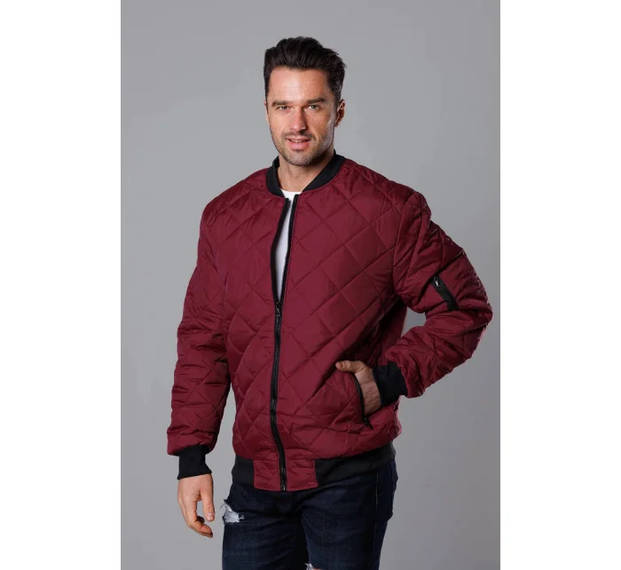 Pánska prešívaná bunda typu "bomber" vo vínovej bordovej farbe (MY01-6)