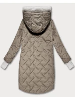Dámska bunda s asymetrickým lemom S'West beige (B8555-12)