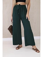 Široké nohavice v páse tmavozelené