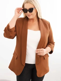 Dámská saka Plus Size bez zapínání s podšívkou model 21468642 hnědá - K-Fashion