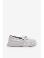 Dámské kožené mokasíny na platformě bílé model 21655823 - S.Barski