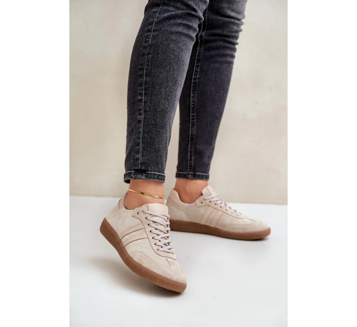 Nízké dámské semišové tenisky béžové model 21679949 - Zazoo Nízké dámské semišové tenisky béžové model 21679949 - Zazoo