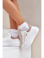 Sneakersy Damskie Na Platformie Eko Skóra Białe Lelandine Sneakersy Damskie Na Platformie Eko Skóra Białe Lelandine