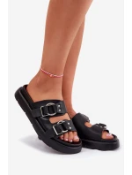 Kožené Dámské Sandály S Ozdobnými Přezkami Big Star model 21695275 Černé - Big Star Shoes Kožené Dámské Sandály S Ozdobnými Přezkami Big Star model 21695275 Černé - Big Star Shoes