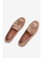 Dámske mokasíny s plochou podrážkou a strapcami Beige Marilisse