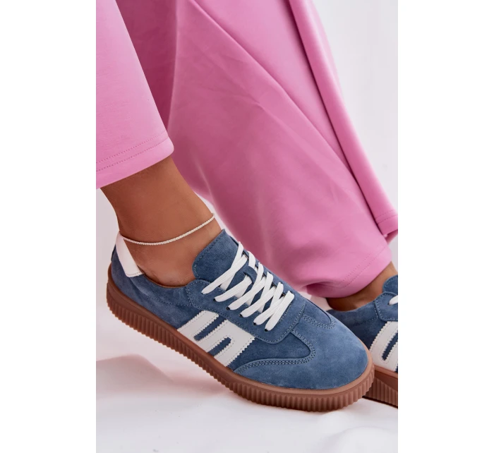 Dámské tenisky z přírodního semiše modré model 22027724 - EVENTO