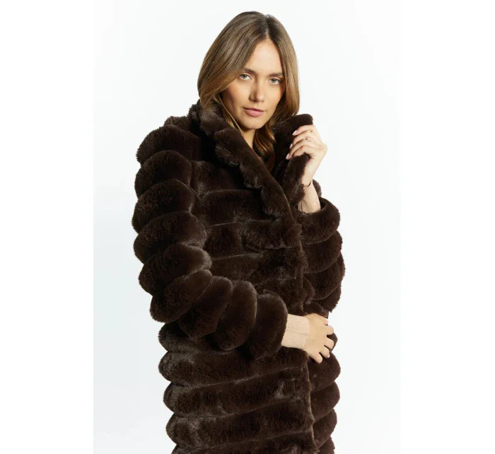 Dámský kabát prošívaný model 19139551 Tmavě hnědý - Monnari