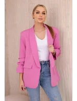 Sako s klopami elegantní model 20843831 tmavě růžová - Kesi