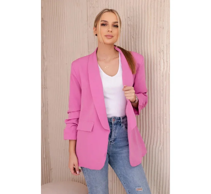 Sako s klopami elegantní model 20843831 tmavě růžová - Kesi