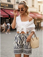 Dámske šortky s elastickým pásom, bielo-námornícka modrá, FashionStreet SY0540 Dámske šortky s elastickým pásom, bielo-námornícka modrá, FashionStreet SY0540