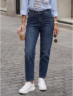 Dámské džíny Mom Fit s elastickým pasem, modré, FashionStreet UY3102