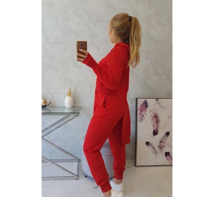 Súprava mikín s dlhšími stranami červená