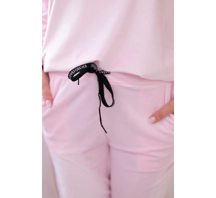 Velúrová súprava mikiny + nohavice púdrovo ružová