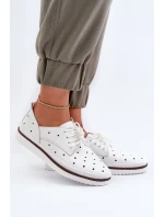 Bílé dámské kožené polobotky model 21655697 - S.Barski