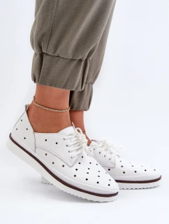 Skórzane Półbuty Damskie Białe S.Barski LR182