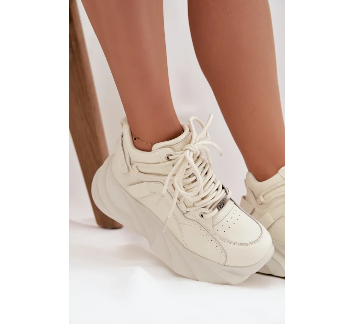 Dámske tenisky z prírodnej kože GOE - tlmená biela Dámske tenisky z prírodnej kože GOE - tlmená biela