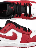 Air Jordan 1 Low FlyEase M DM1206-163 Red and White with Black - Nike