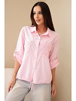 Dámske bavlnené tričko so spodnou úpravou a vreckami candy pink Dámske bavlnené tričko so spodnou úpravou a vreckami candy pink