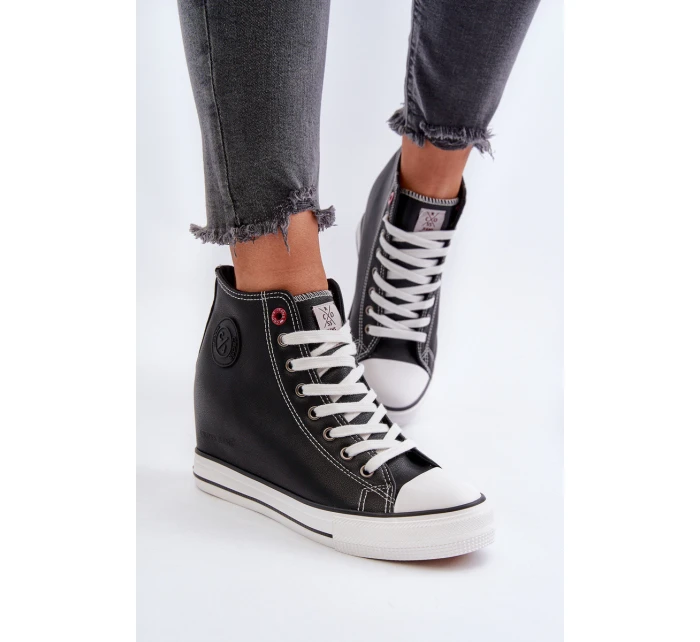 Trampki Damskie Na Koturnie Cross Jeans NN2R4005 Czarne