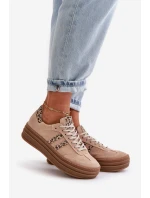 Zazoo N1068S4 Damskie Zamszowe Sneakersy Na Platformie Panterka Różowe