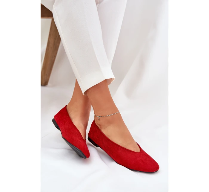 Klasické Baletky Z Eko Semiše Červené model 21687300 - Boto