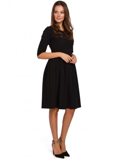 Přiléhavé šaty s pasem černé model 18002446 - Makover